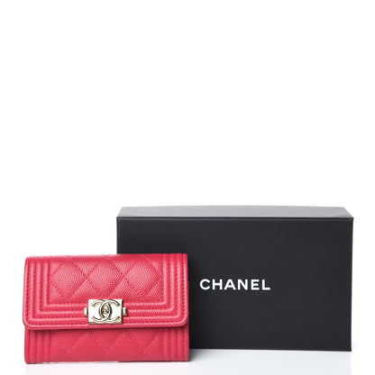 Chanel Caviar Quilted Boy Card Holder Wallet Fuchsia 11 of 11