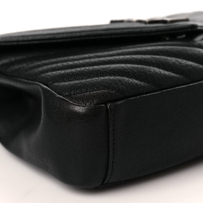 Saint Laurent Sheepskin Matelasse Chevron Monogram Medium College Bag Black 8 of 9