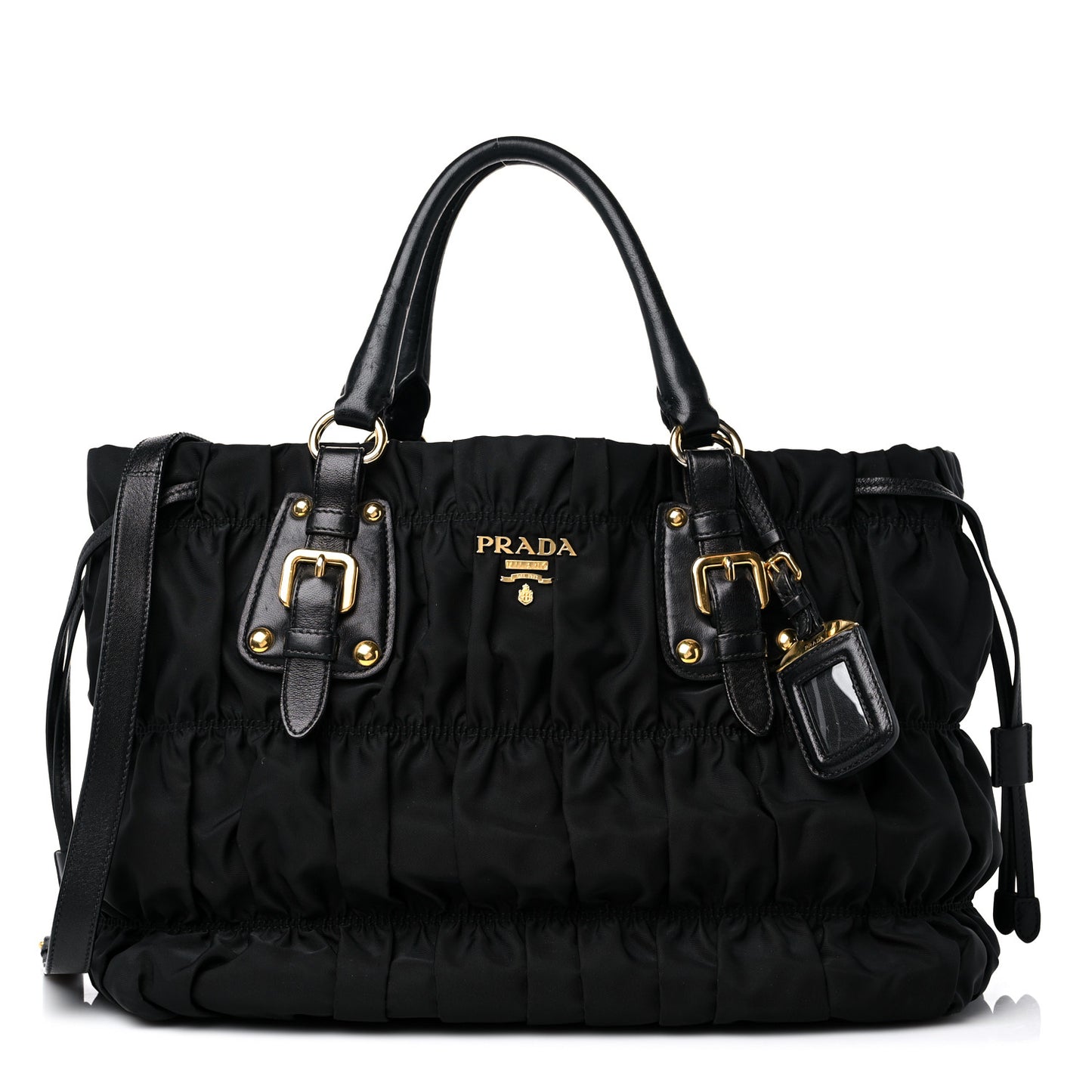 Tessuto Nylon Gaufre Drawstring Tote Black