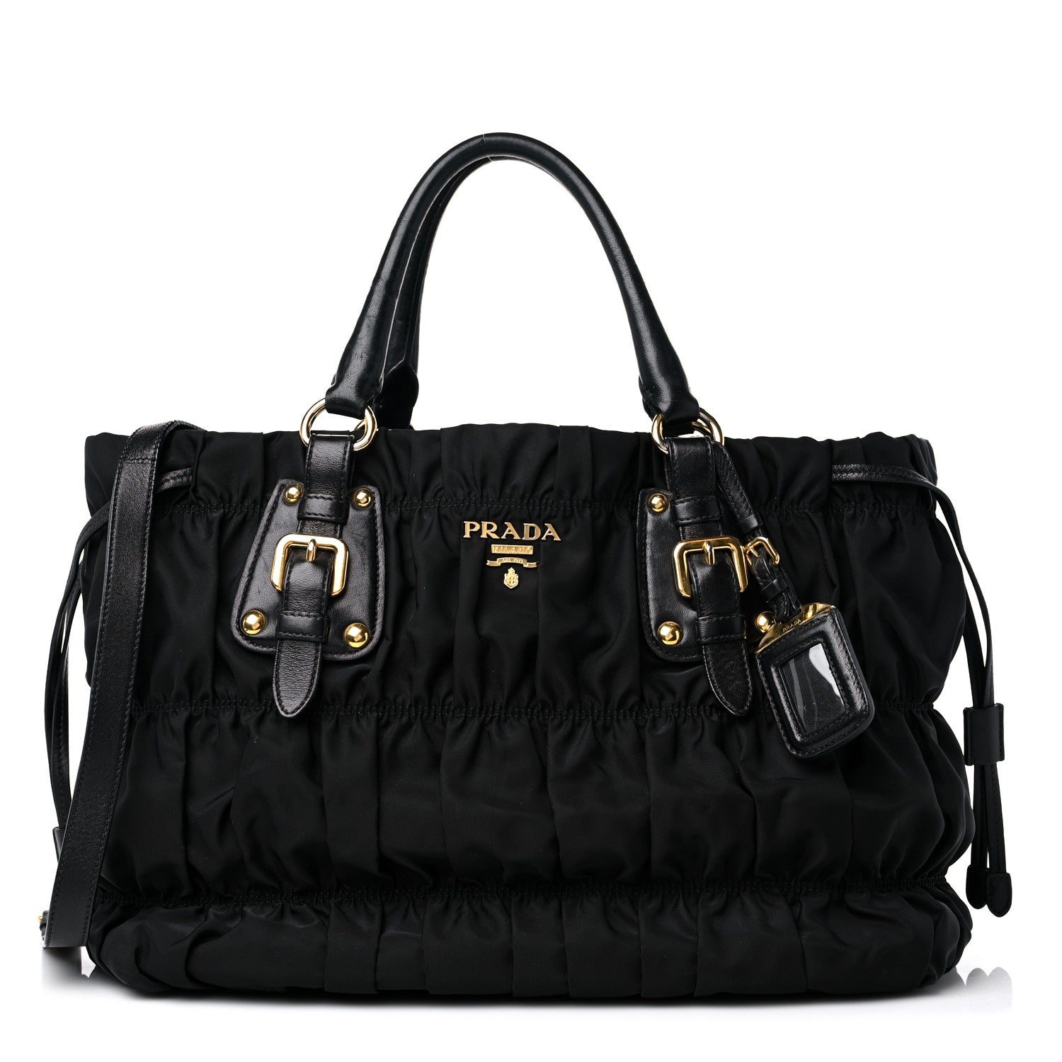 Prada Tessuto Nylon Gaufre Drawstring Tote Black 1 of 14