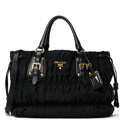Prada Tessuto Nylon Gaufre Drawstring Tote Black 1 of 14