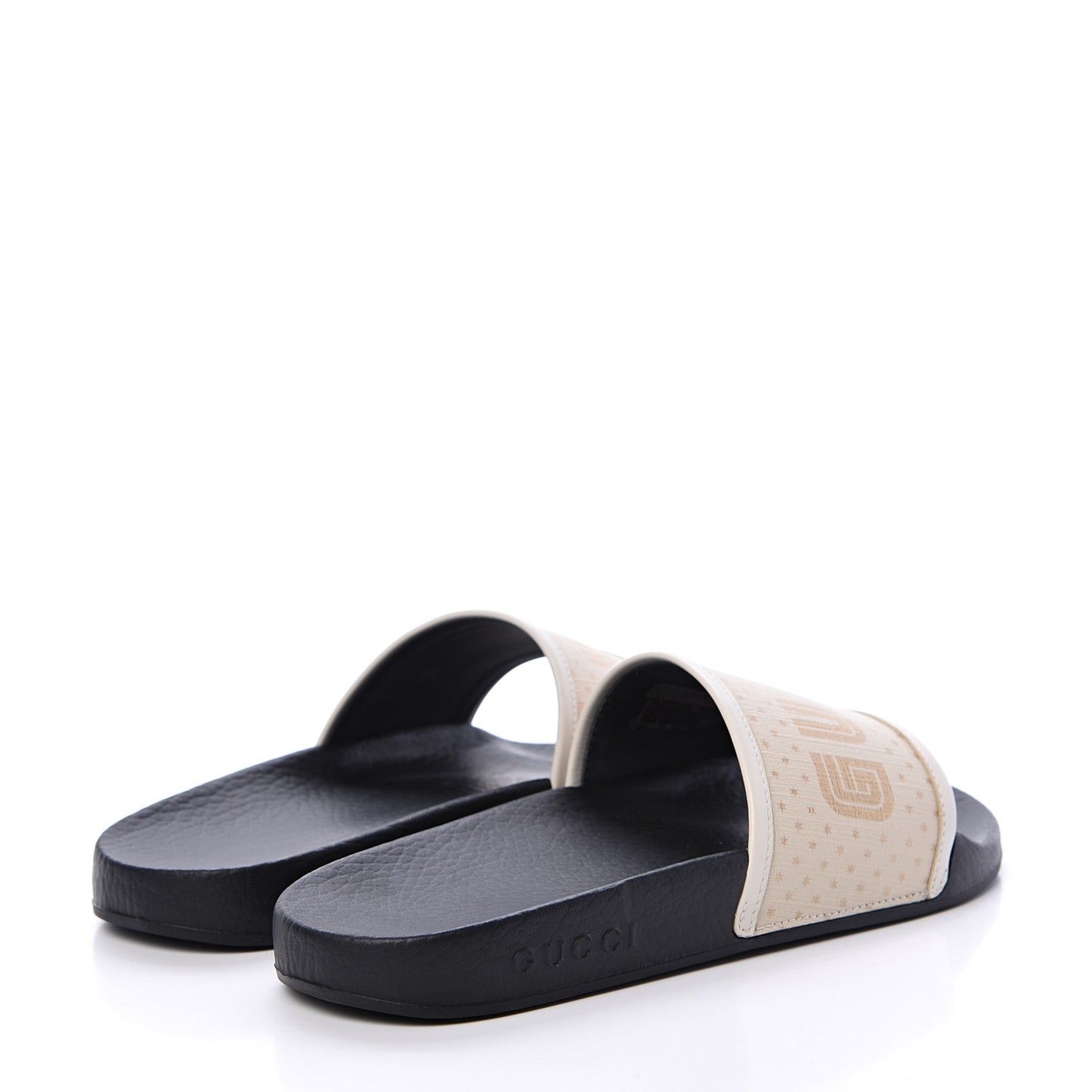 X SEGA Supreme Canvas GUCCY Stars Womens Slide Sandals 38 Mystic White Gold