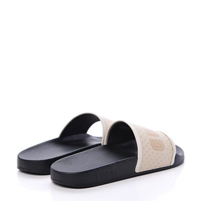 Gucci X SEGA Supreme Canvas GUCCY Stars Womens Slide Sandals 38 Mystic White Gold 4 of 8