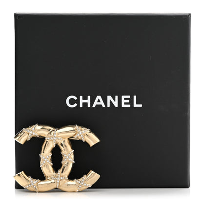 Chanel Crystal CC Logo Brooch Gold 5 of 5
