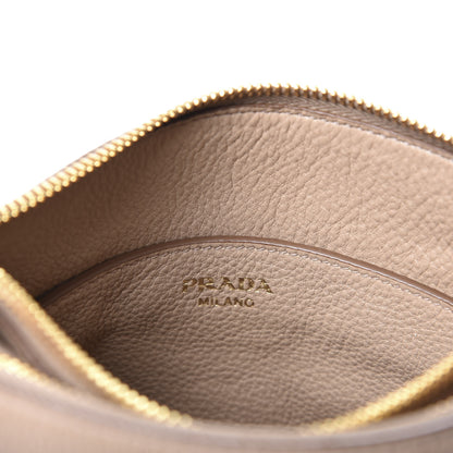 Prada Vitello Daino Double Zip Crossbody Bag Cammeo 9 of 10