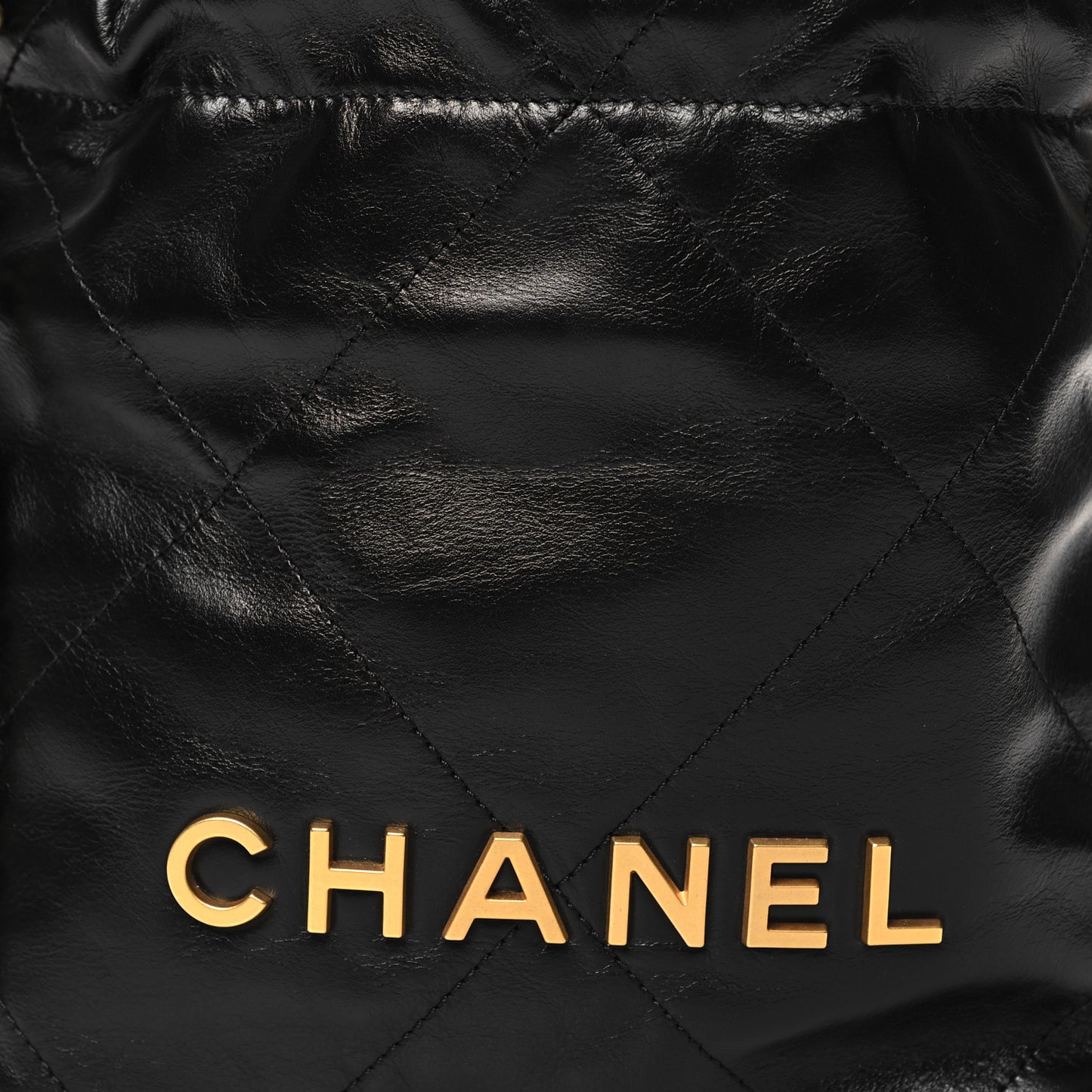 Shiny Calfskin Quilted Mini Chanel 22 Black