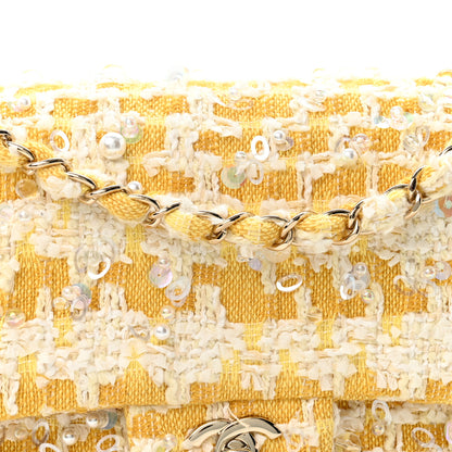 Chanel Tweed Beaded Medium Double Flap  Yellow White 8 of 11