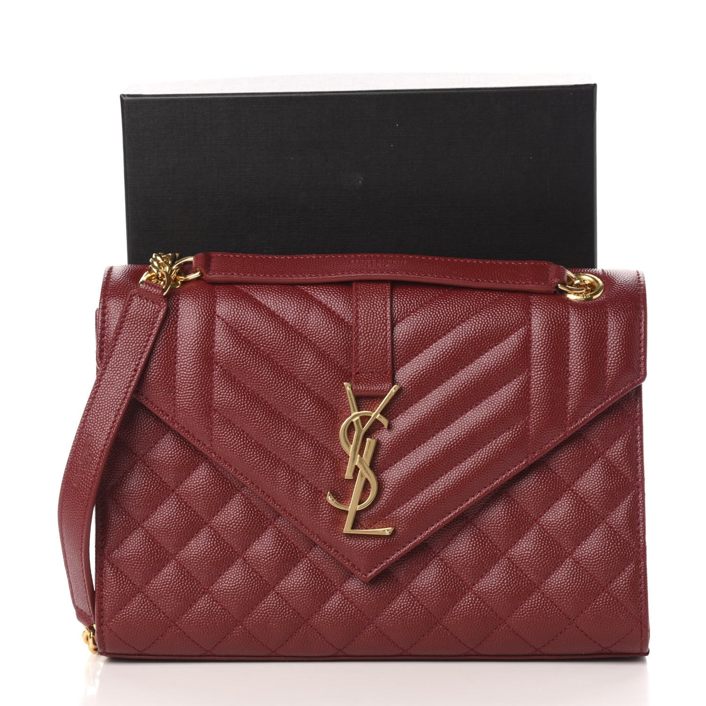 Grain De Poudre Textured Mixed Matelasse Triquilt Medium Monogram Satchel Oxblood