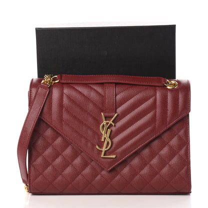 Saint Laurent Grain De Poudre Textured Mixed Matelasse Triquilt Medium Monogram Satchel Oxblood 11 of 11