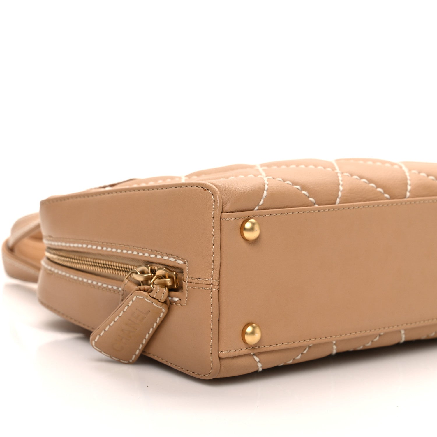 Chanel Calfskin Wild Stitch Small Vertical Top Handle Bag Beige 9 of 11