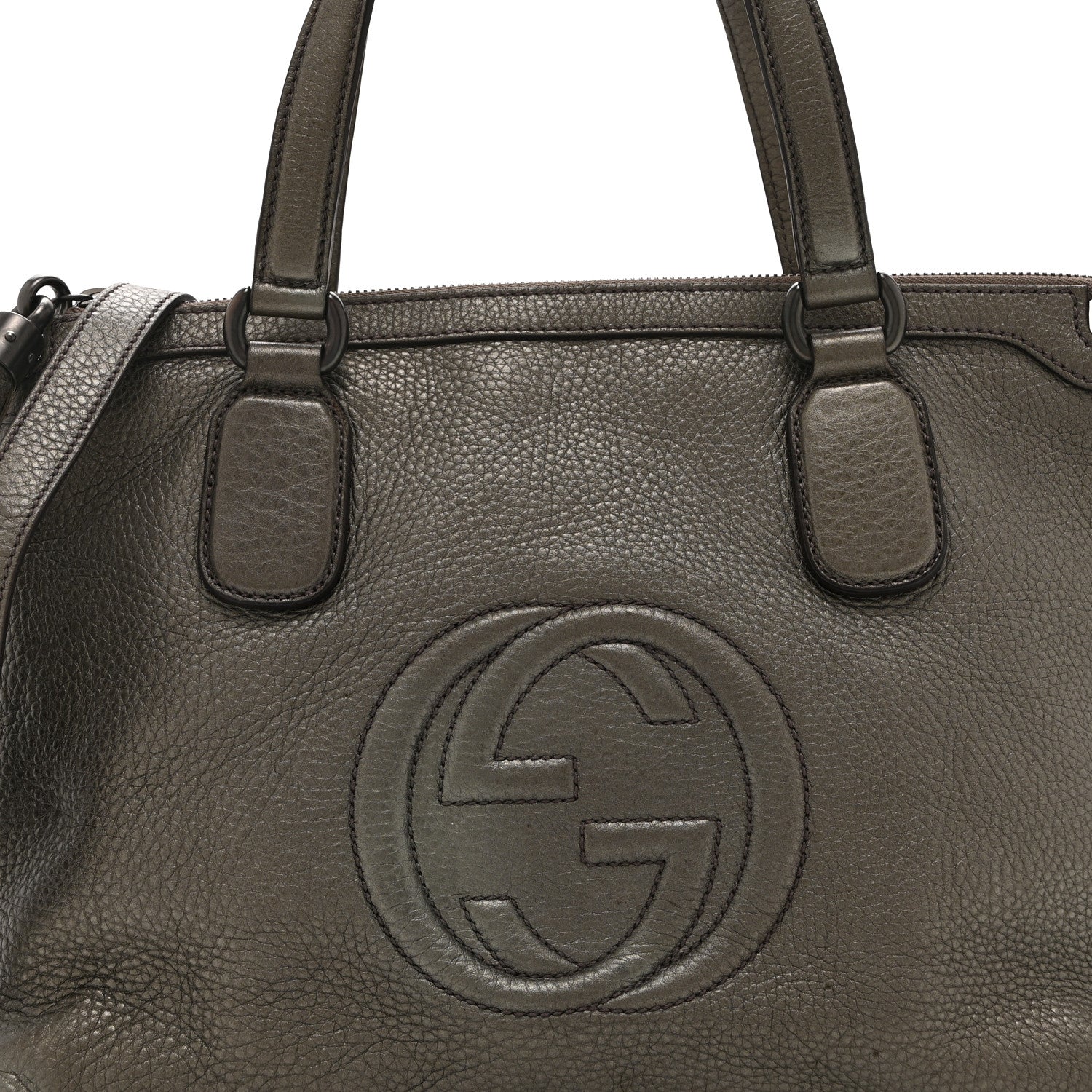 Gucci Metallic Cellarius Calfskin Small Soho Top Handle Satchel Sasso 9 of 15