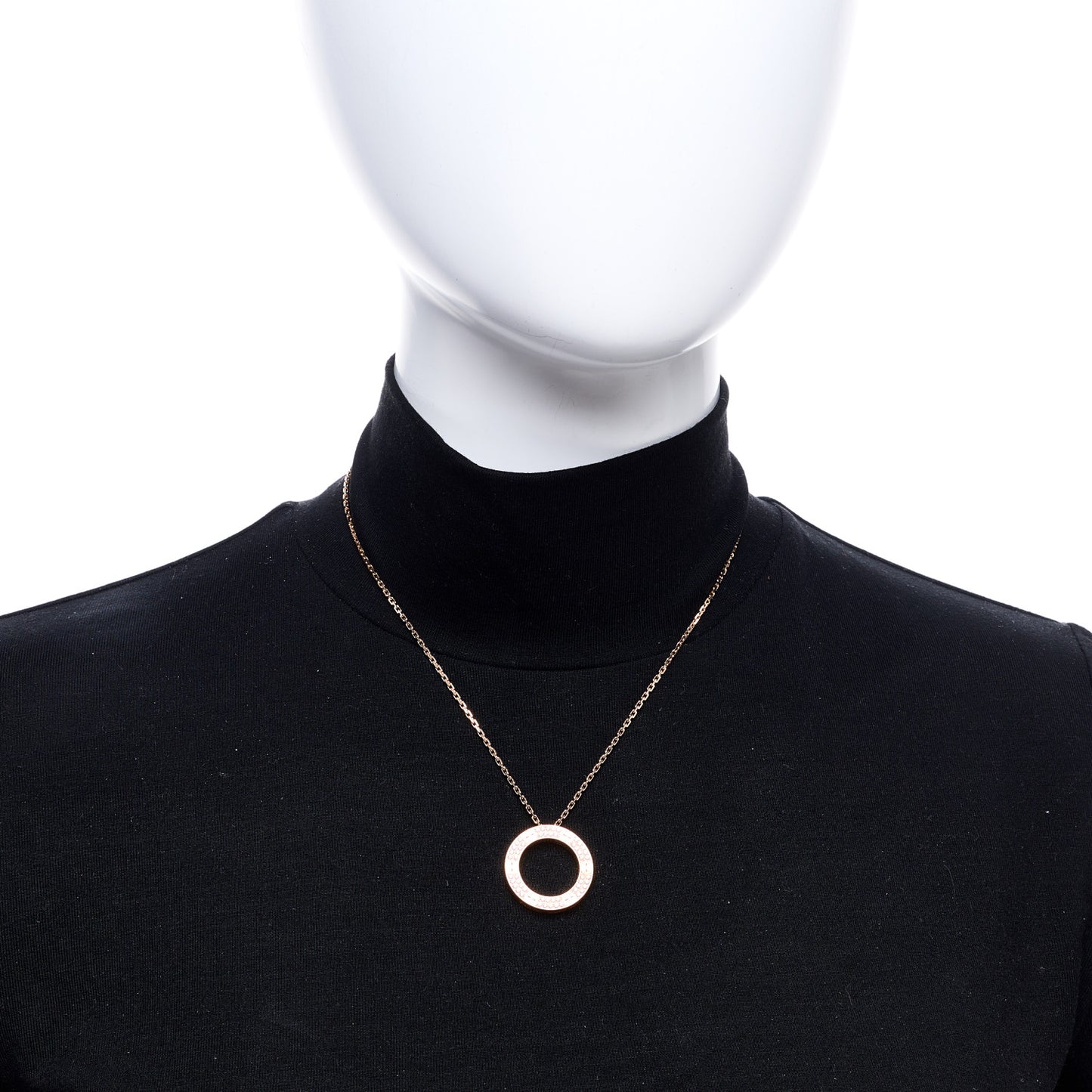 18K Pink Gold Diamond LOVE Paved Necklace