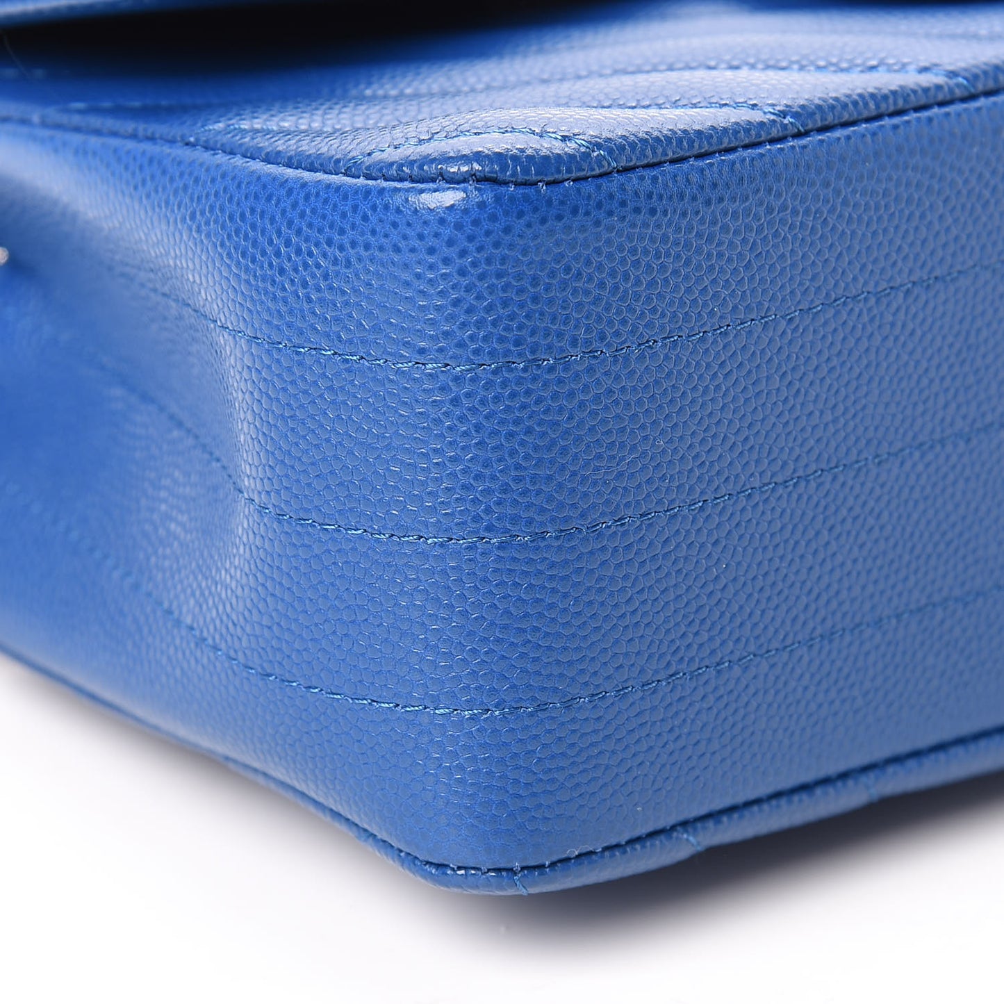 Caviar Chevron Quilted Mini Rectangular Flap Blue