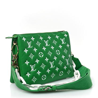 Louis Vuitton Lambskin Embossed Monogram LV Match Coussin PM Green White 3 of 9