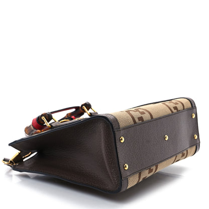 Gucci Monogram Jumbo GG Textured Dollar Calfskin Small Diana Tote Bag Camel Ebony New Acero Pomegranate Red 4 of 11