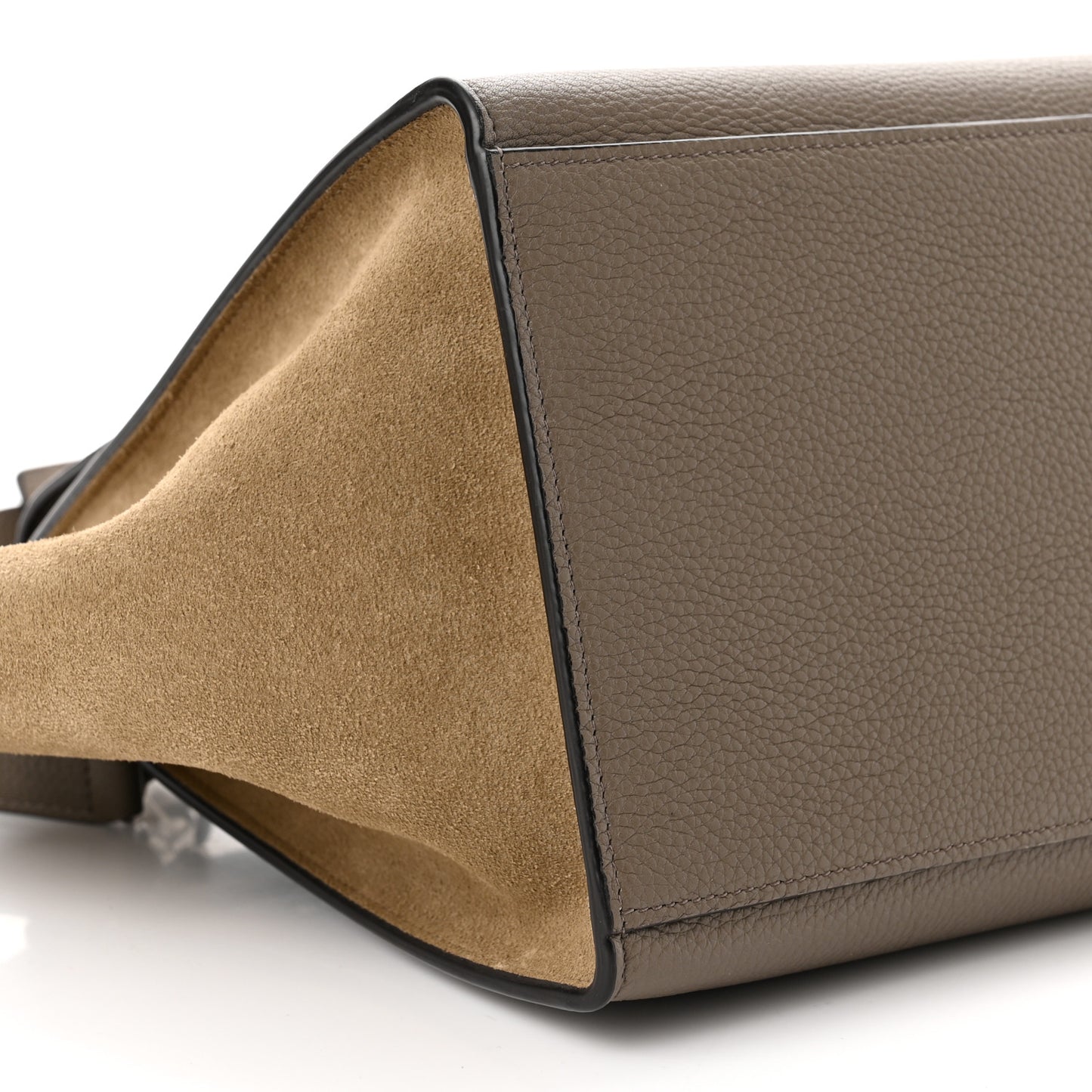 Drummed Calfskin Suede Small Trapeze Souris
