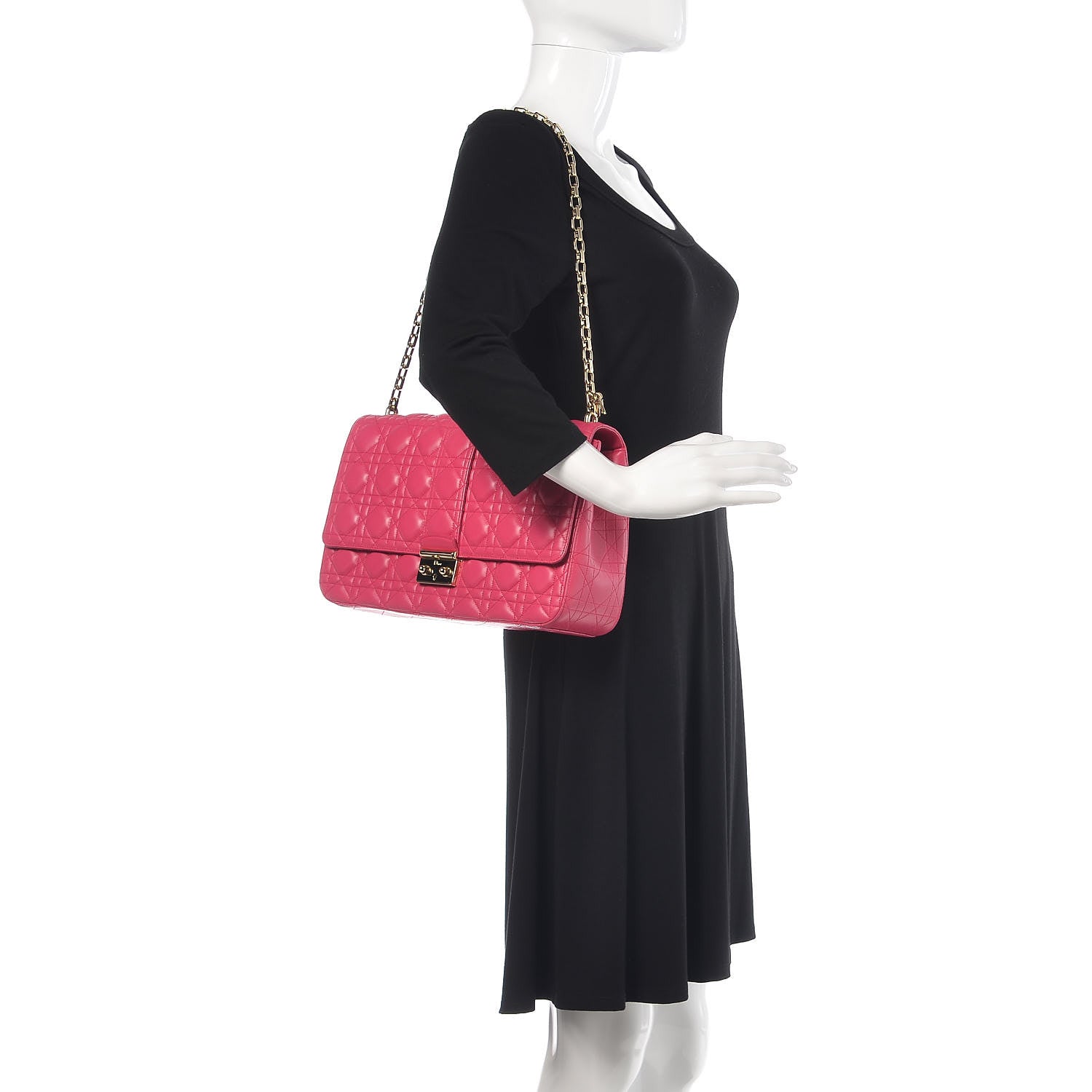 Christian Dior Lambskin Cannage Large Miss Dior Flap Pink 2 of 12