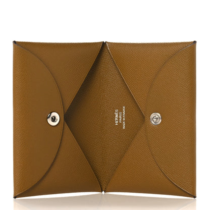 Hermes Madame Calfskin Calvi Card Case Bronze Dore 5 of 8