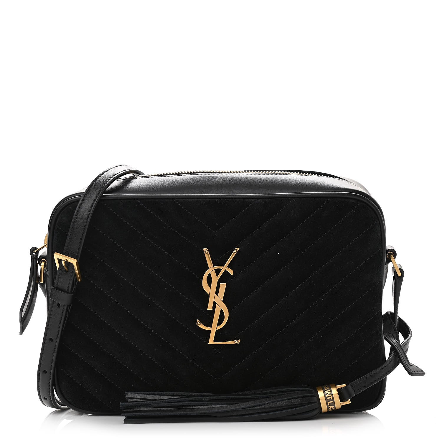 Saint Laurent Suede Calfskin Monogram Lou Camera Bag Black 1 of 10