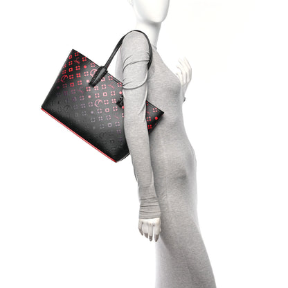 Christian Louboutin Perforated Calfskin Degrade Small Loubinthesky East West Cabata Tote Black Red 2 of 11