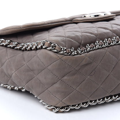 Chanel Washed Lambskin Quilted Chain Around Maxi Flap Brown 8 of 19