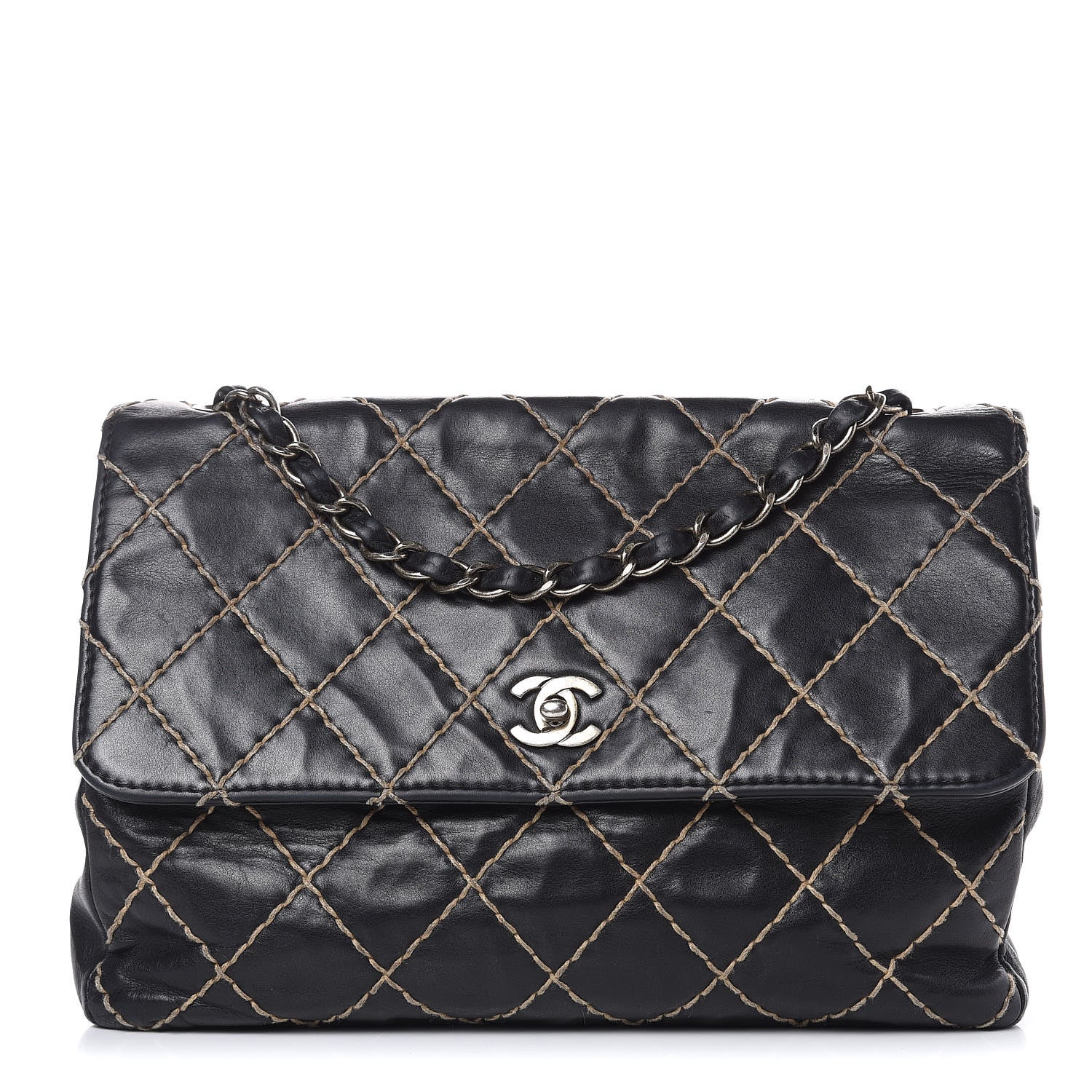 Chanel Calfskin Wild Stitch Jumbo Flap Black 1 of 19