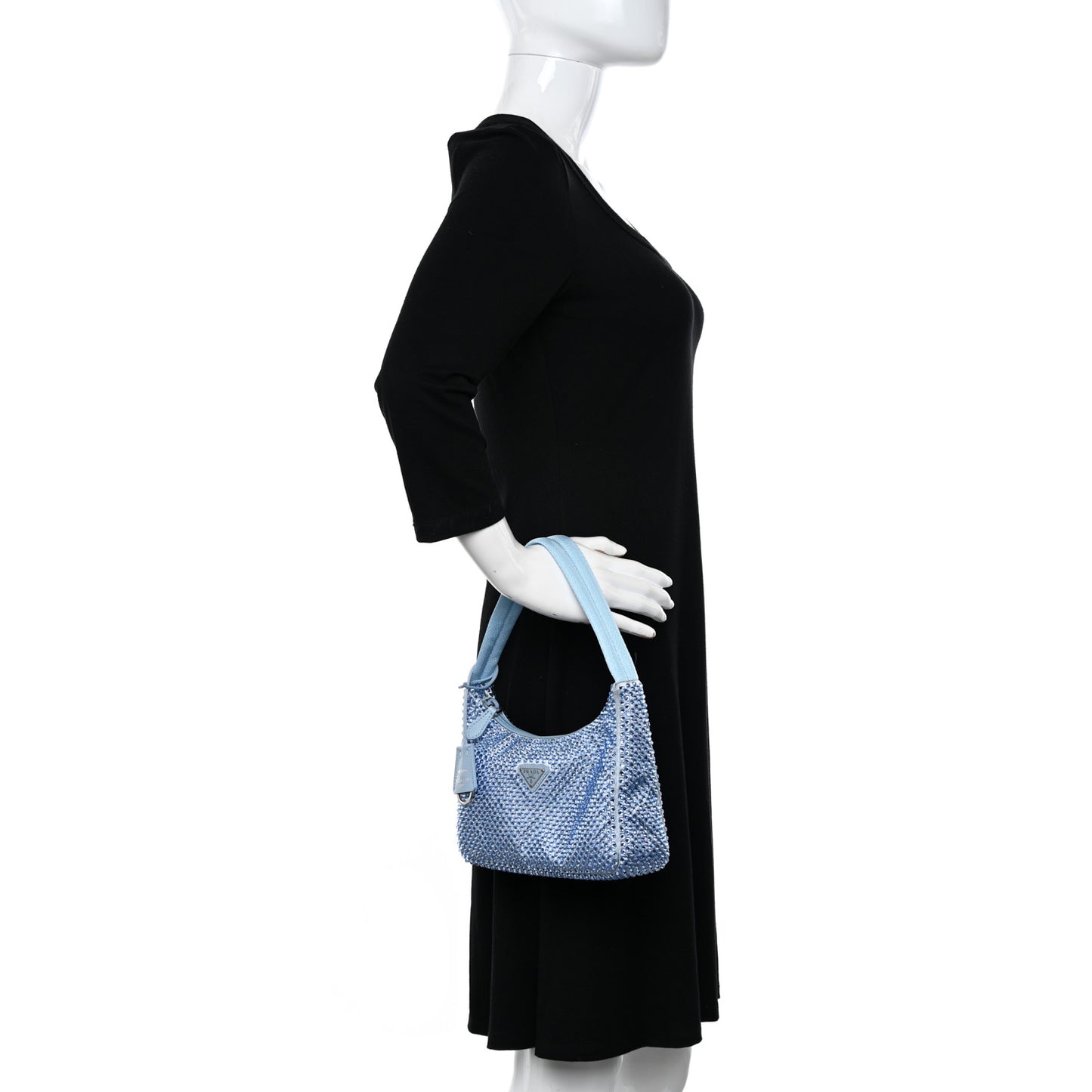 Satin Crystal Mini Re-Edition 2000 Bag Celeste