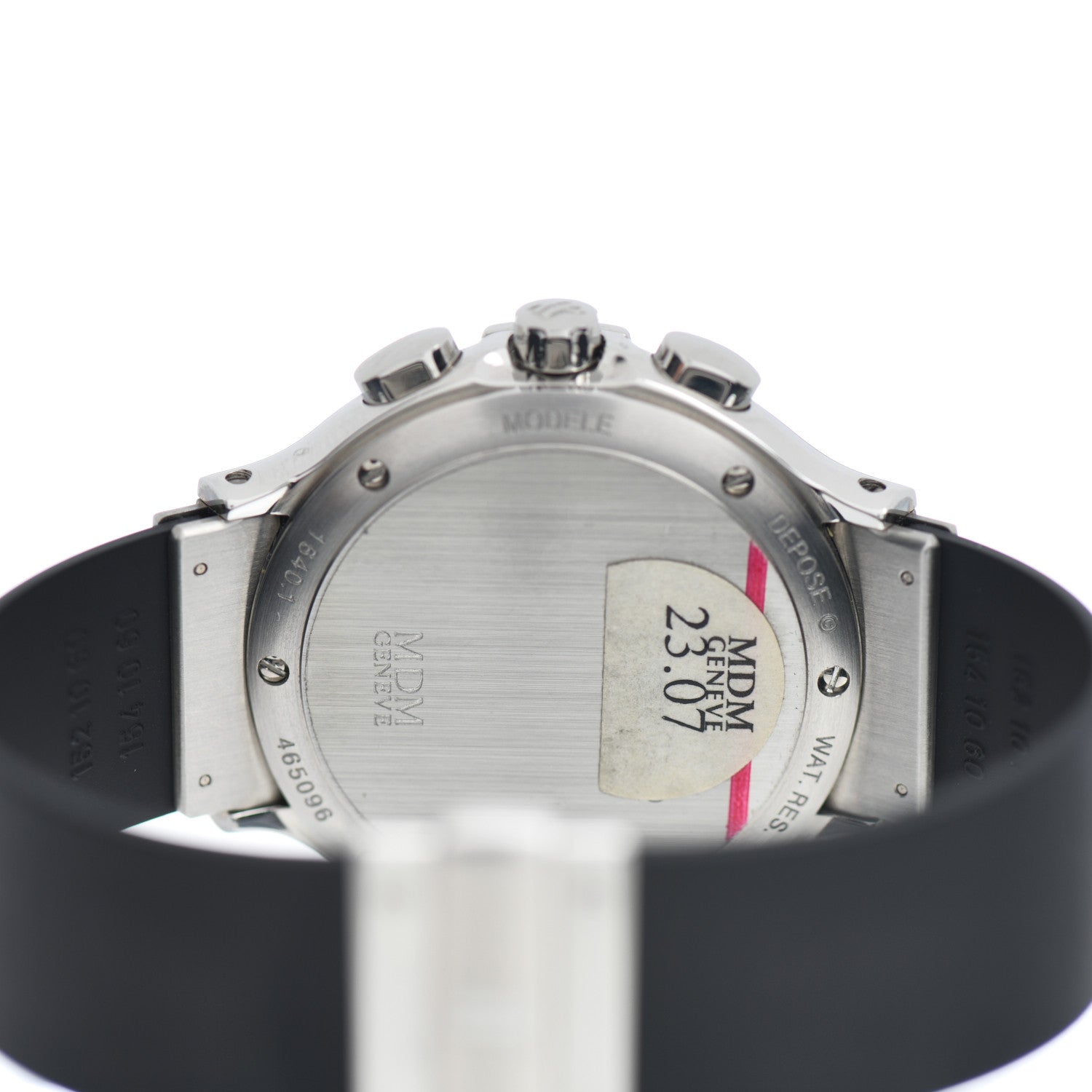 Hublot Stainless Steel Rubber Diamond Blue Mother of Pearl 37mm MDM Quartz Watch 1640.1 4 of 5