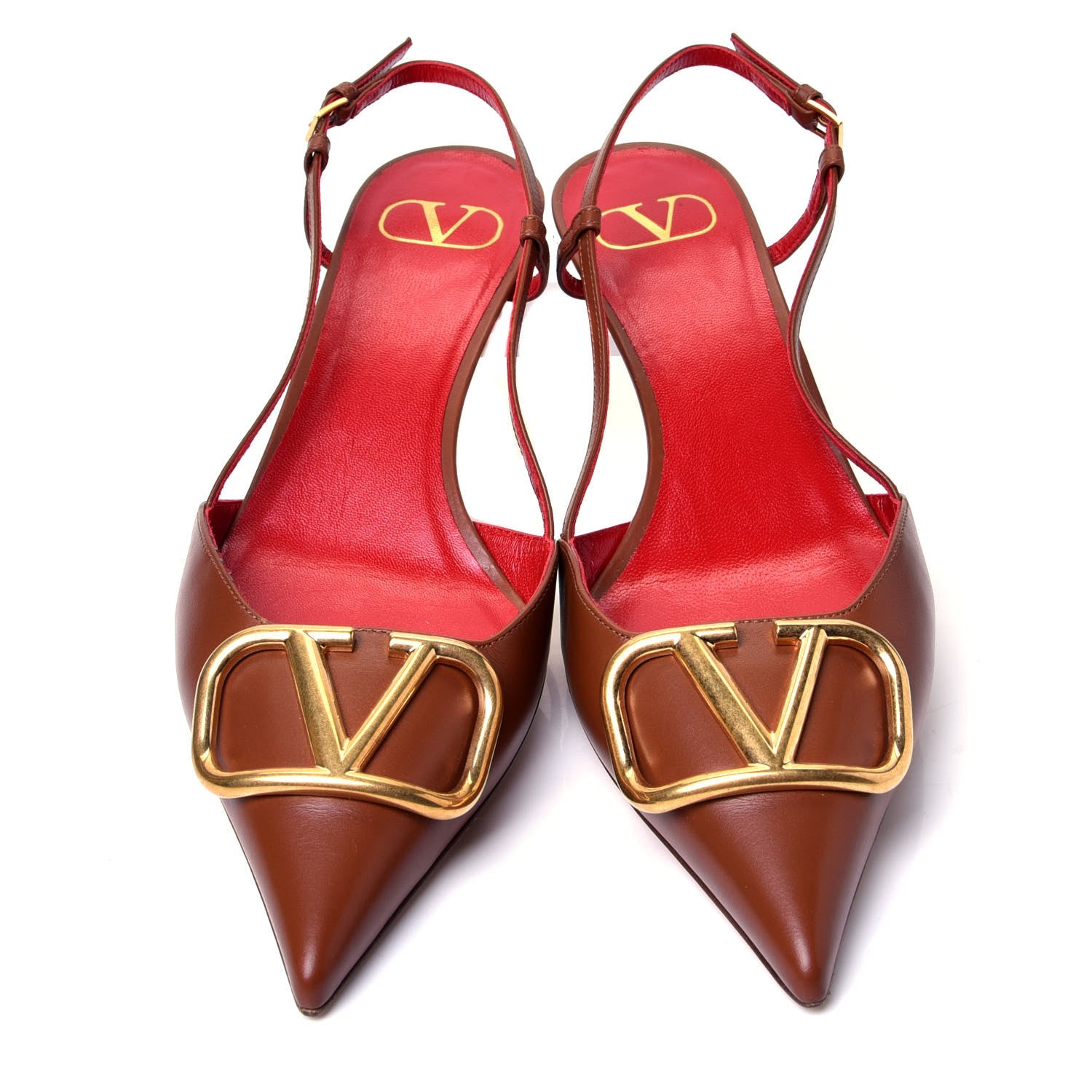 Valentino Garavani Calfskin Vlogo Slingback 40mm Pumps 39.5 Gingerbread 5 of 9