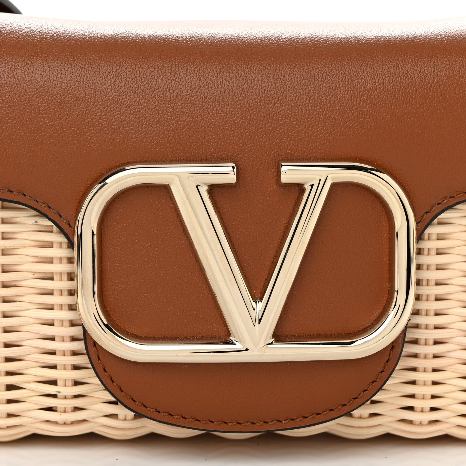 Valentino Garavani Wicker Calfskin Vlogo Small Loco Shoulder Bag Natural 7 of 9