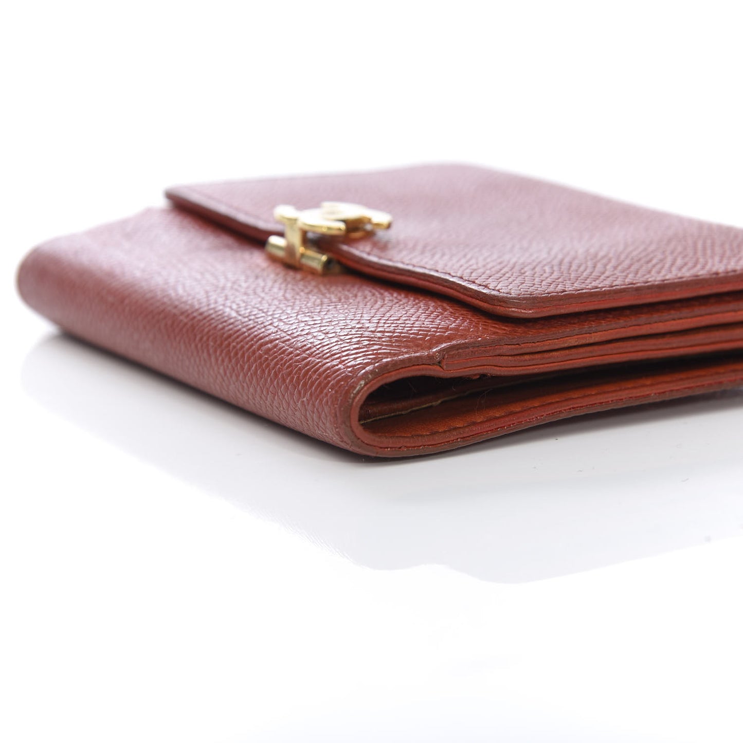 Grained Calfskin CC Compact Wallet Light Red