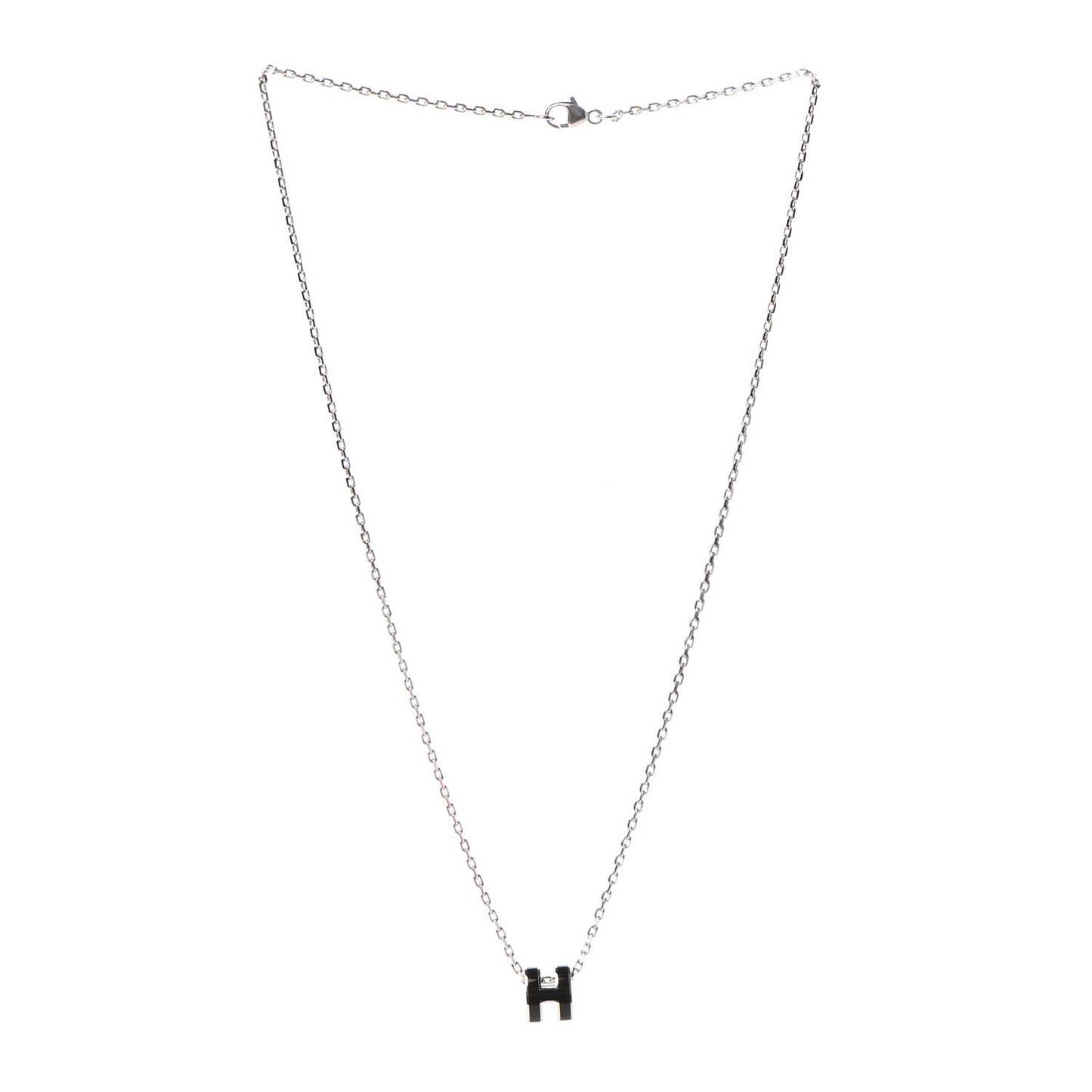 Lacquered Palladium Mini Pop H Pendant Necklace Black