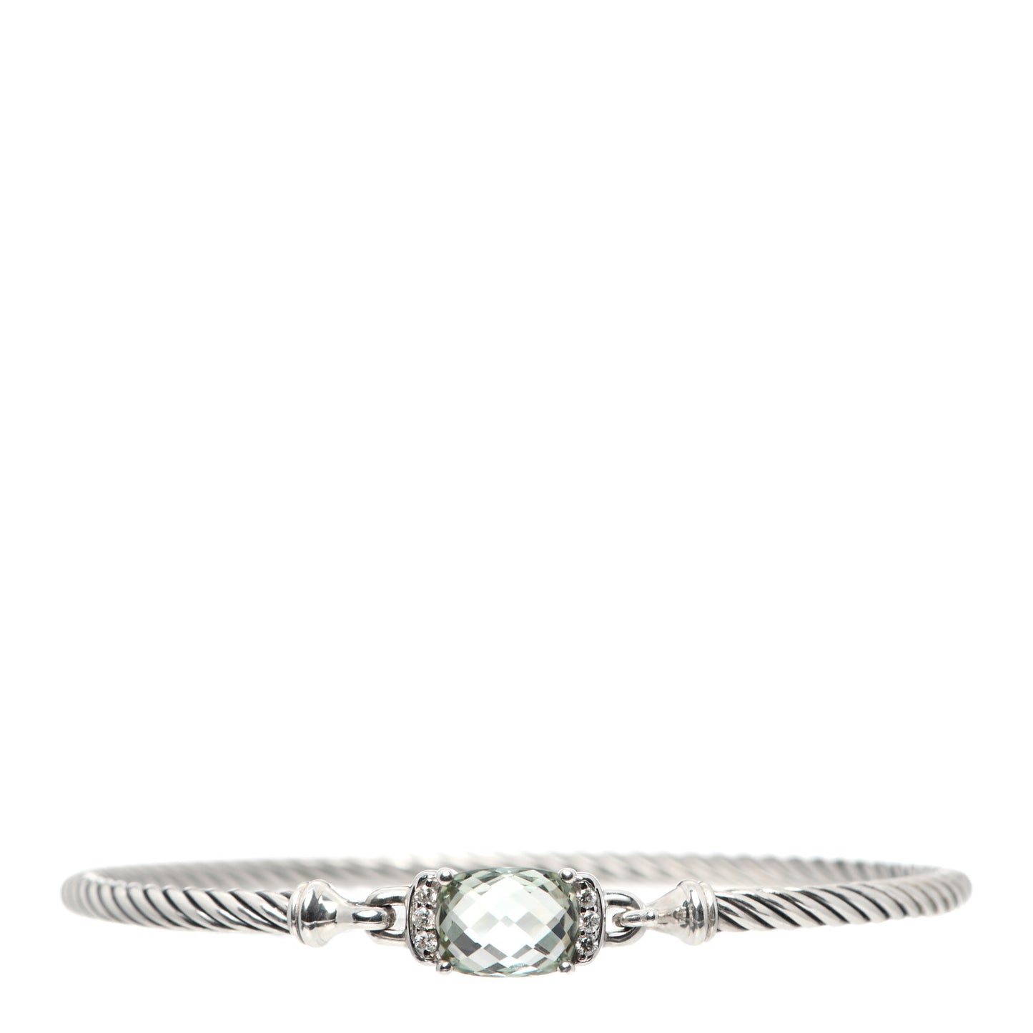 Sterling Silver Diamond Prasiolite 3mm Petite Wheaton Bracelet