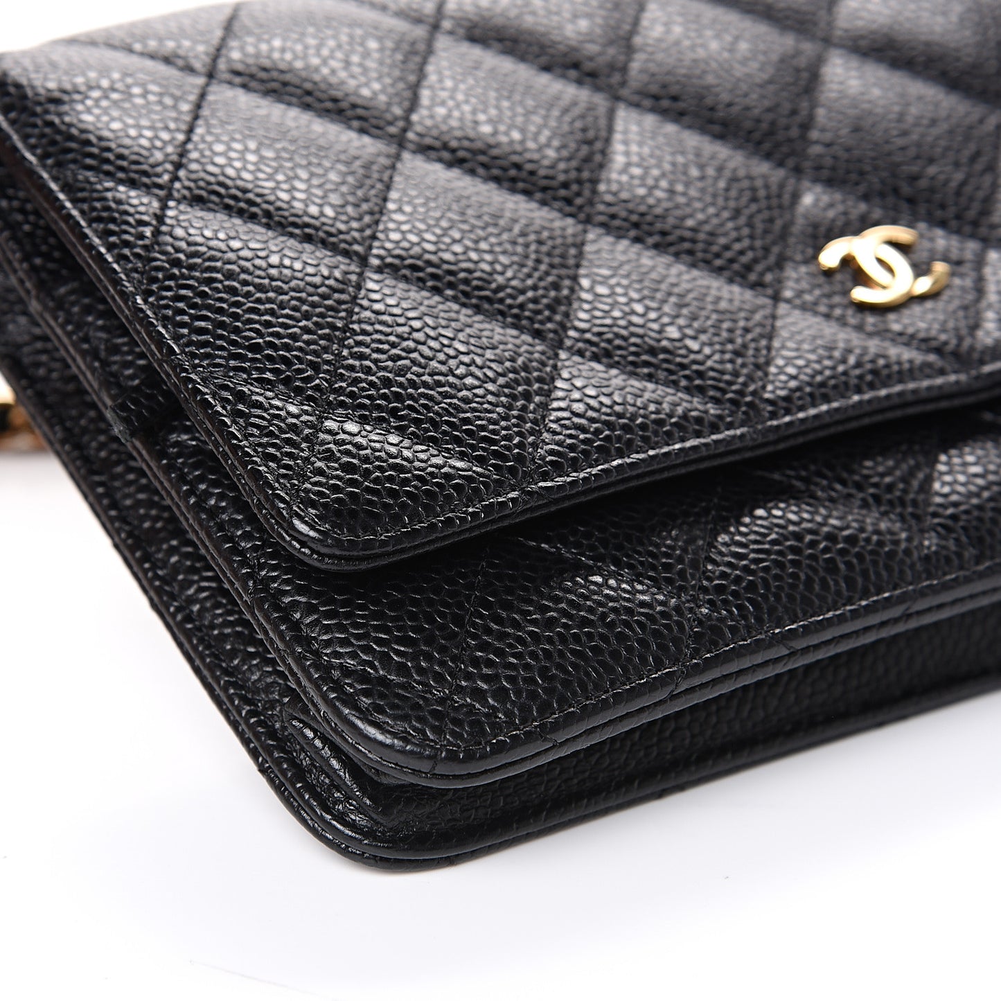 Caviar Quilted Wallet On Chain WOC Black