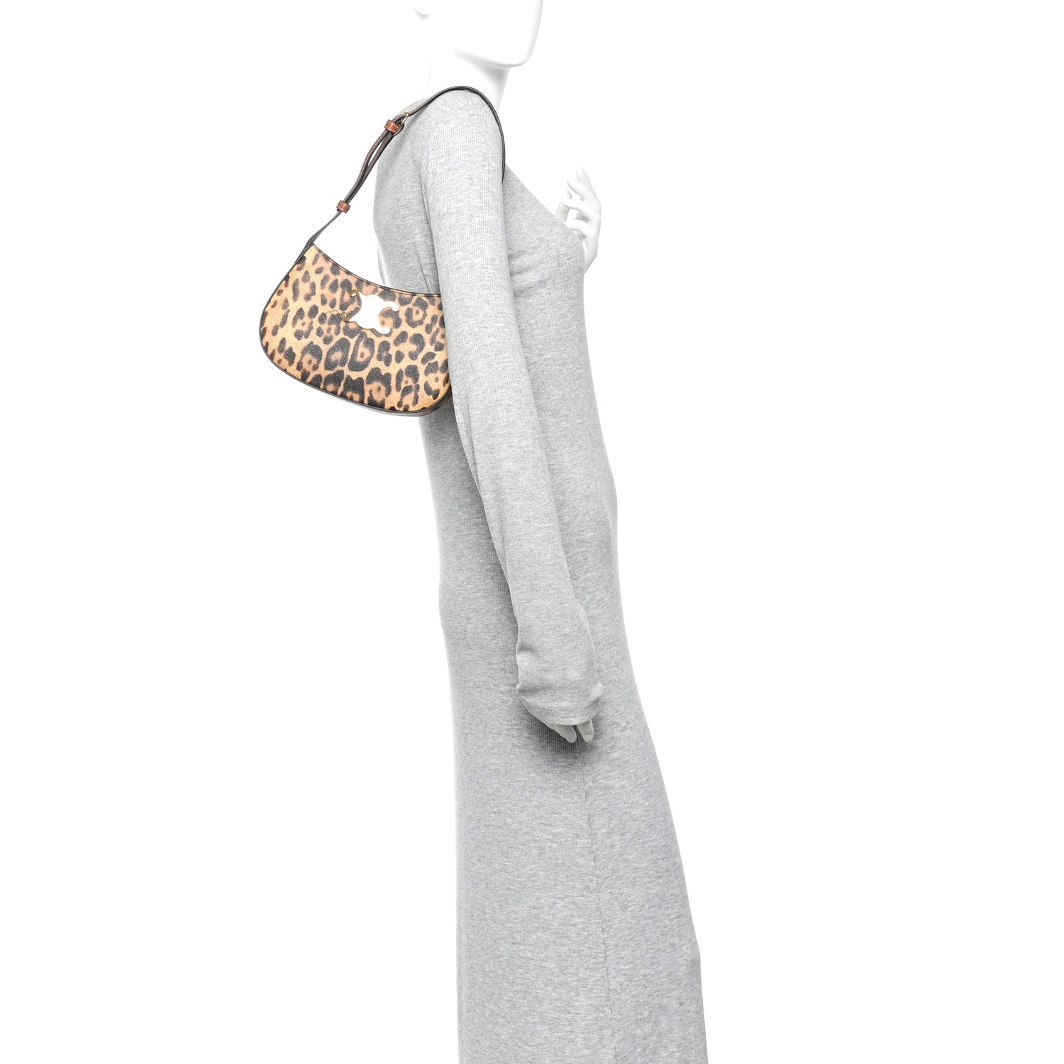 Celine Canvas Calfskin Medium Tilly Triomphe Shoulder Bag Leopard