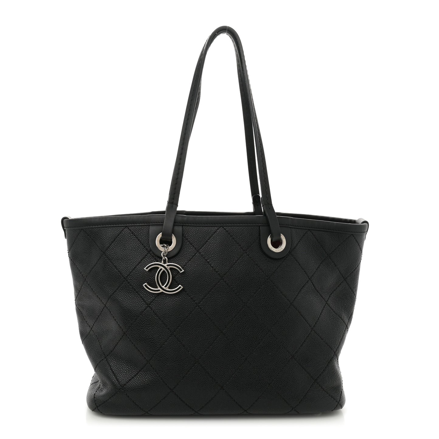 Grained Calfskin Shopping Fever Tote Black