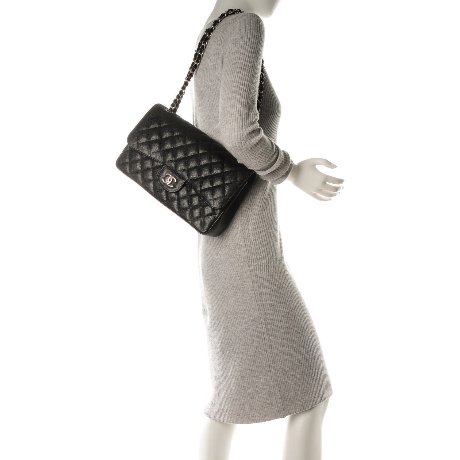Chanel Caviar Quilted Jumbo Double Flap Black 2 of 8