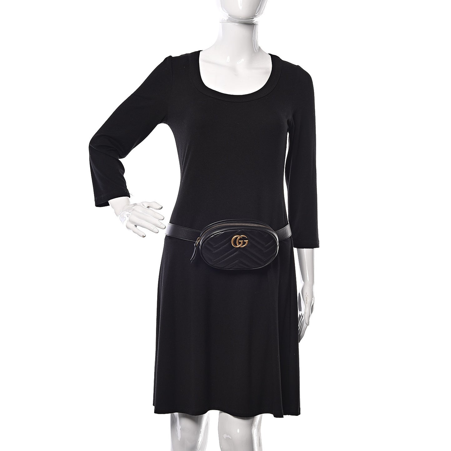 Calfskin Matelasse GG Marmont Belt Bag 95 38 Black