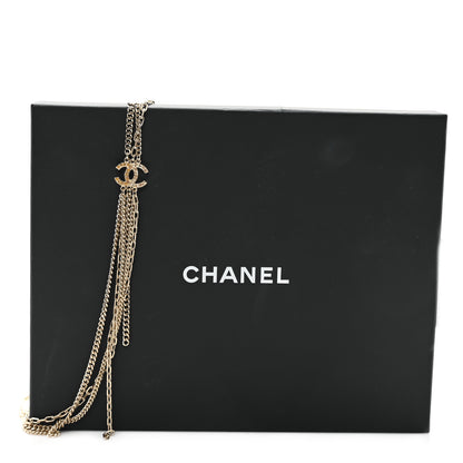 Chanel Baguette Crystal Gripoix Poured Glass CC Multi Strand Chain Necklace Light Gold 5 of 5