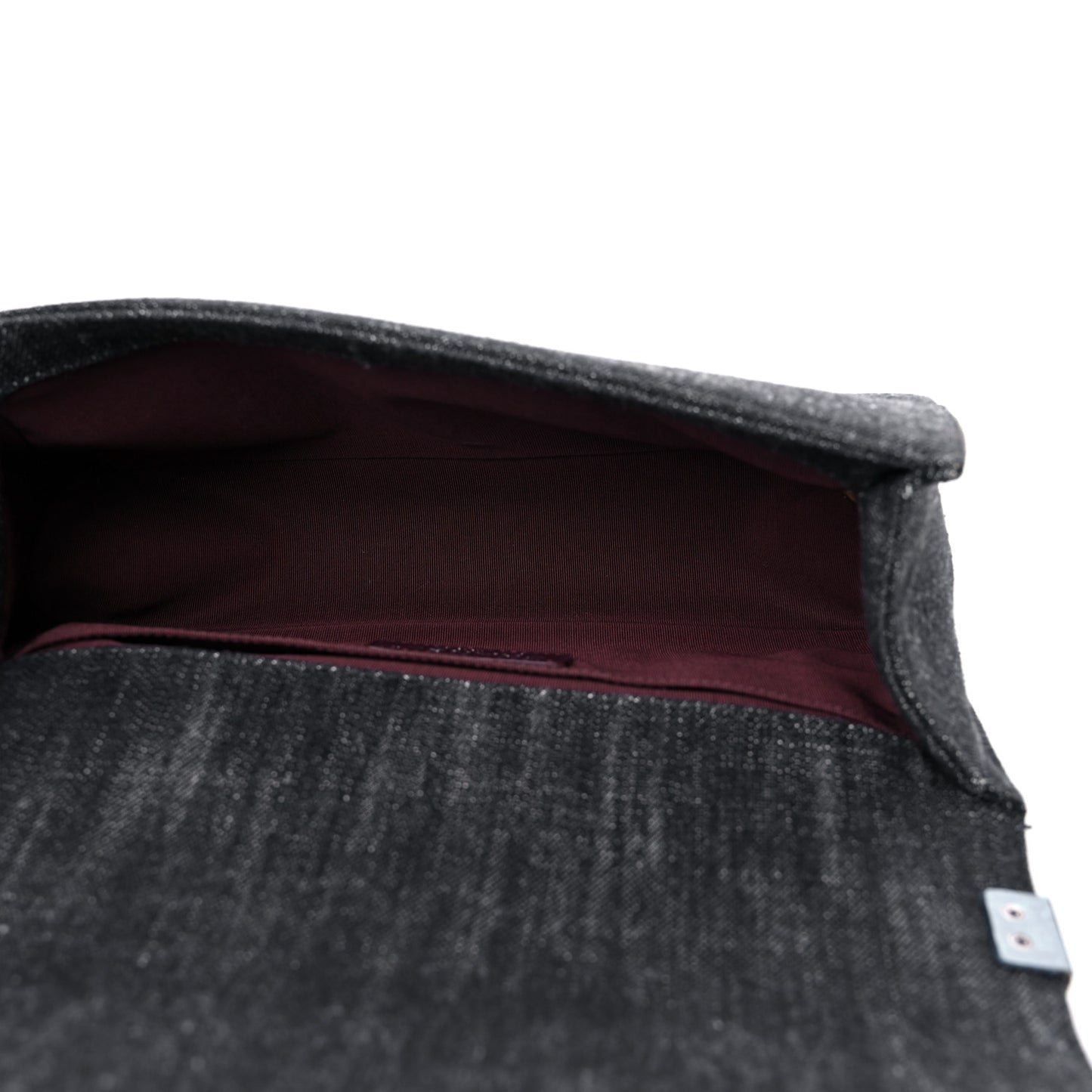 Denim Quilted Medium Boy Flap Black