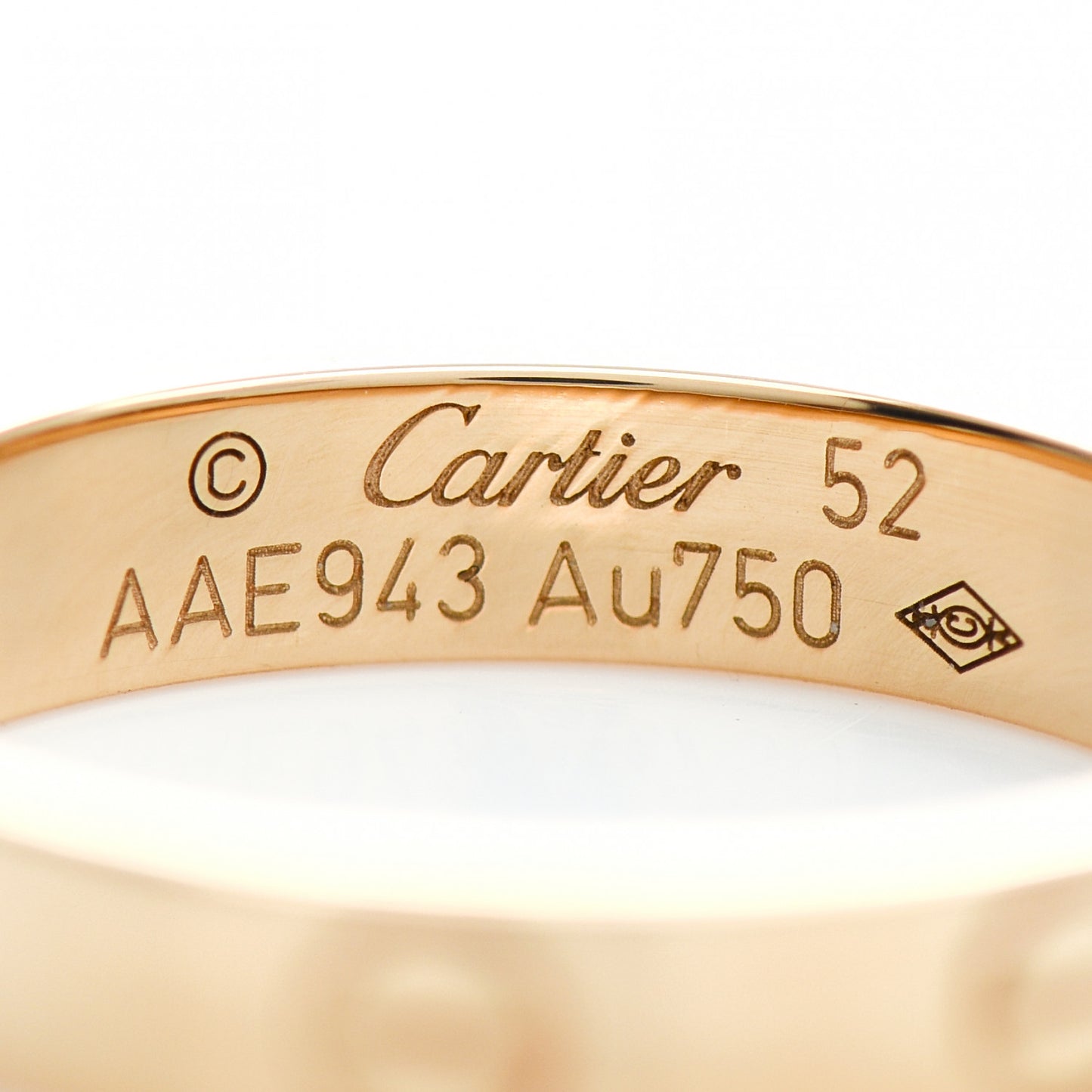 18K Yellow Gold 3.5mm LOVE Wedding Band Ring 52 6