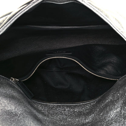 Saint Laurent Metallic Lambskin Quilted Sade Puffer Envelope Clutch Argento 5 of 13