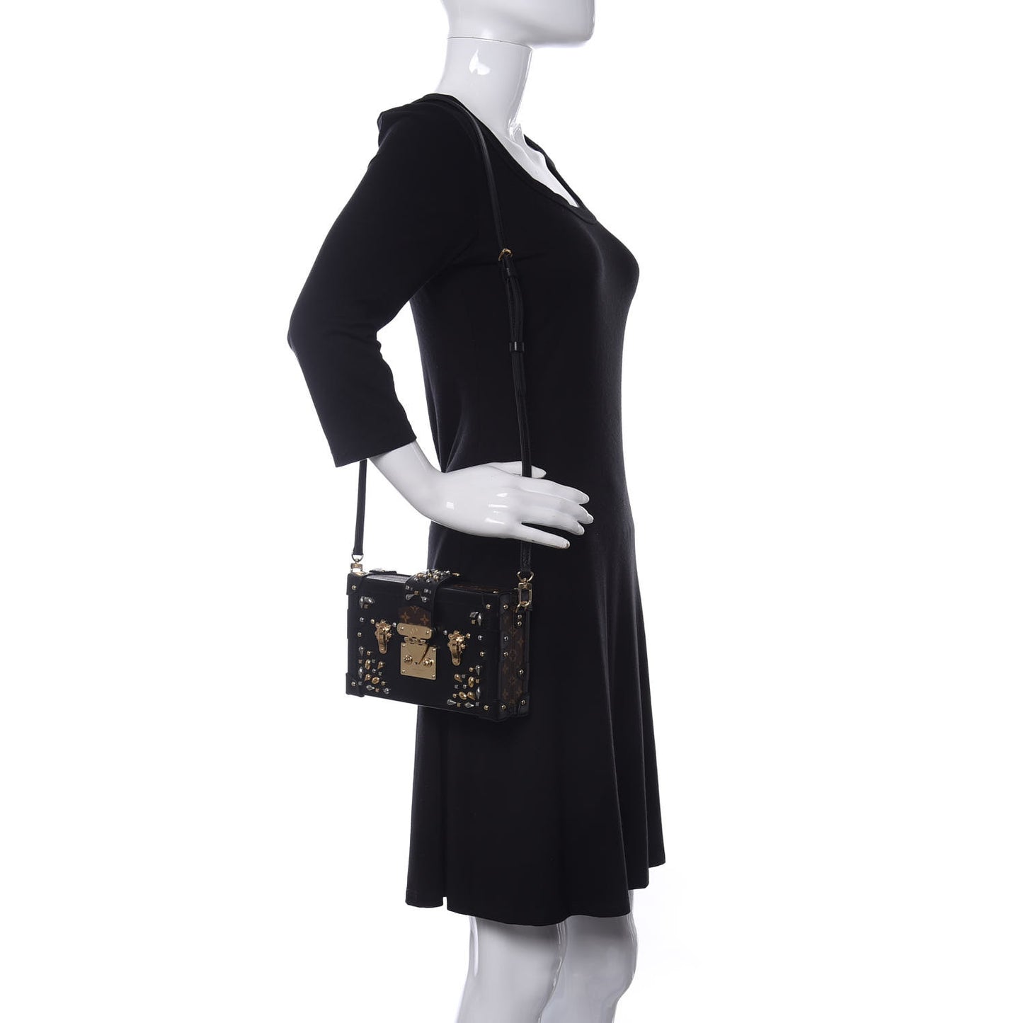 Monogram Taiga Studded Petite Malle Black