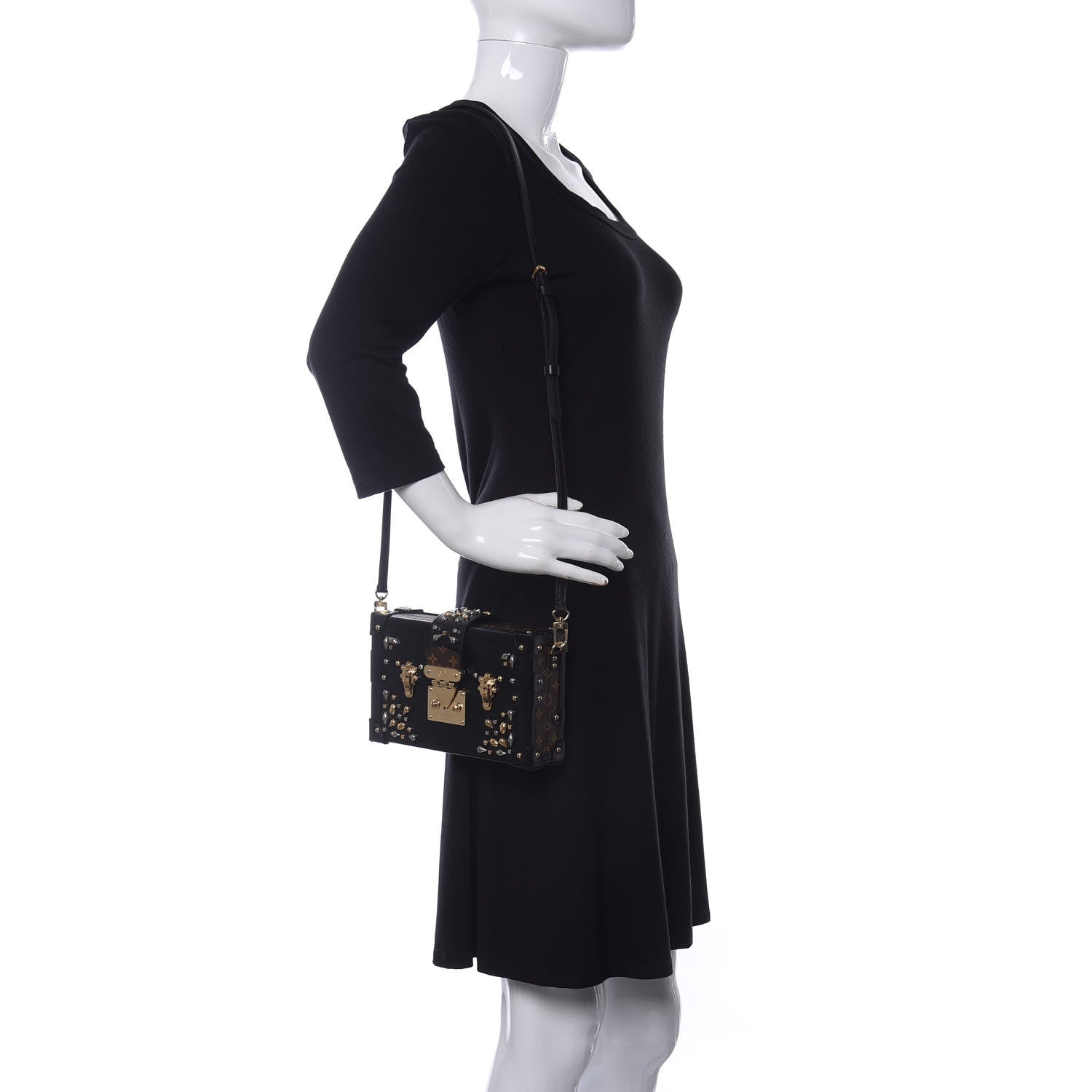 Louis Vuitton Monogram Taiga Studded Petite Malle Black 2 of 13