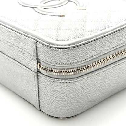 Chanel Metallic Caviar Quilted Medium CC Filigree Vanity Case Silver 9 of 9