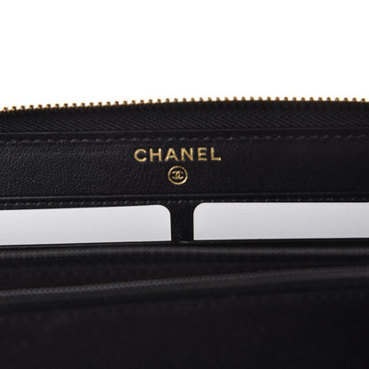 Chanel Caviar Quilted Filigree Zip Around Wallet Black 6 of 8