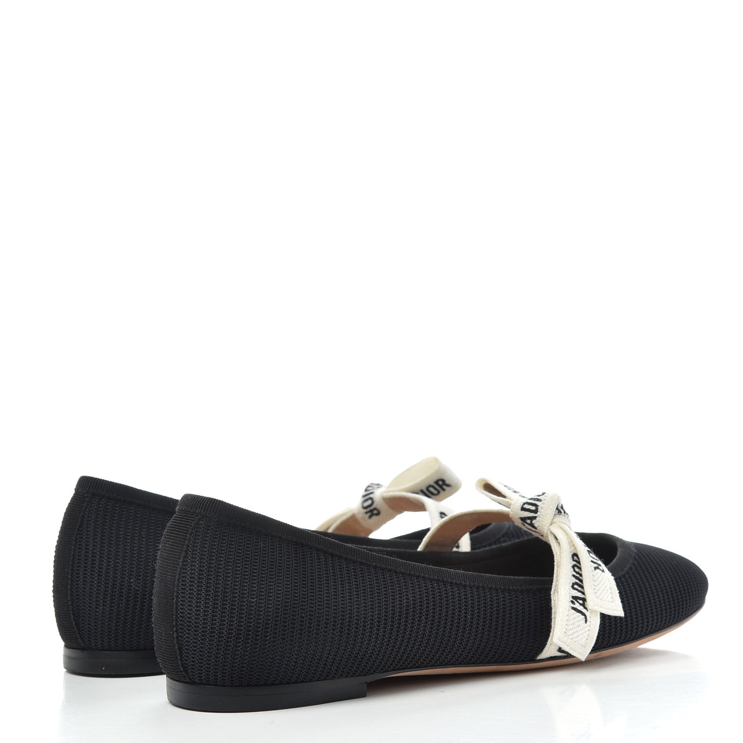 Fabric Ribbon Embroidered J'Adior Ballet Flats 37.5 Black