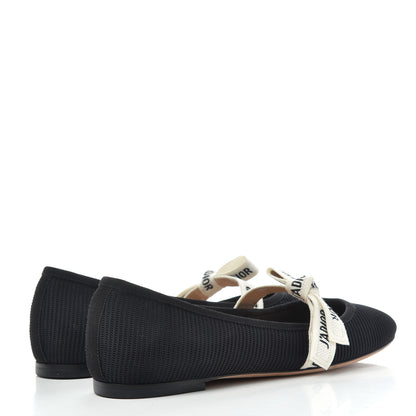 Christian Dior Fabric Ribbon Embroidered J'Adior Ballet Flats 37.5 Black 4 of 11
