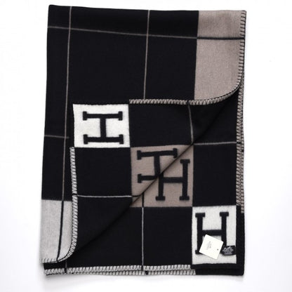 Hermes Wool Cashmere Avalon III Blanket Ecru Black 3 of 6