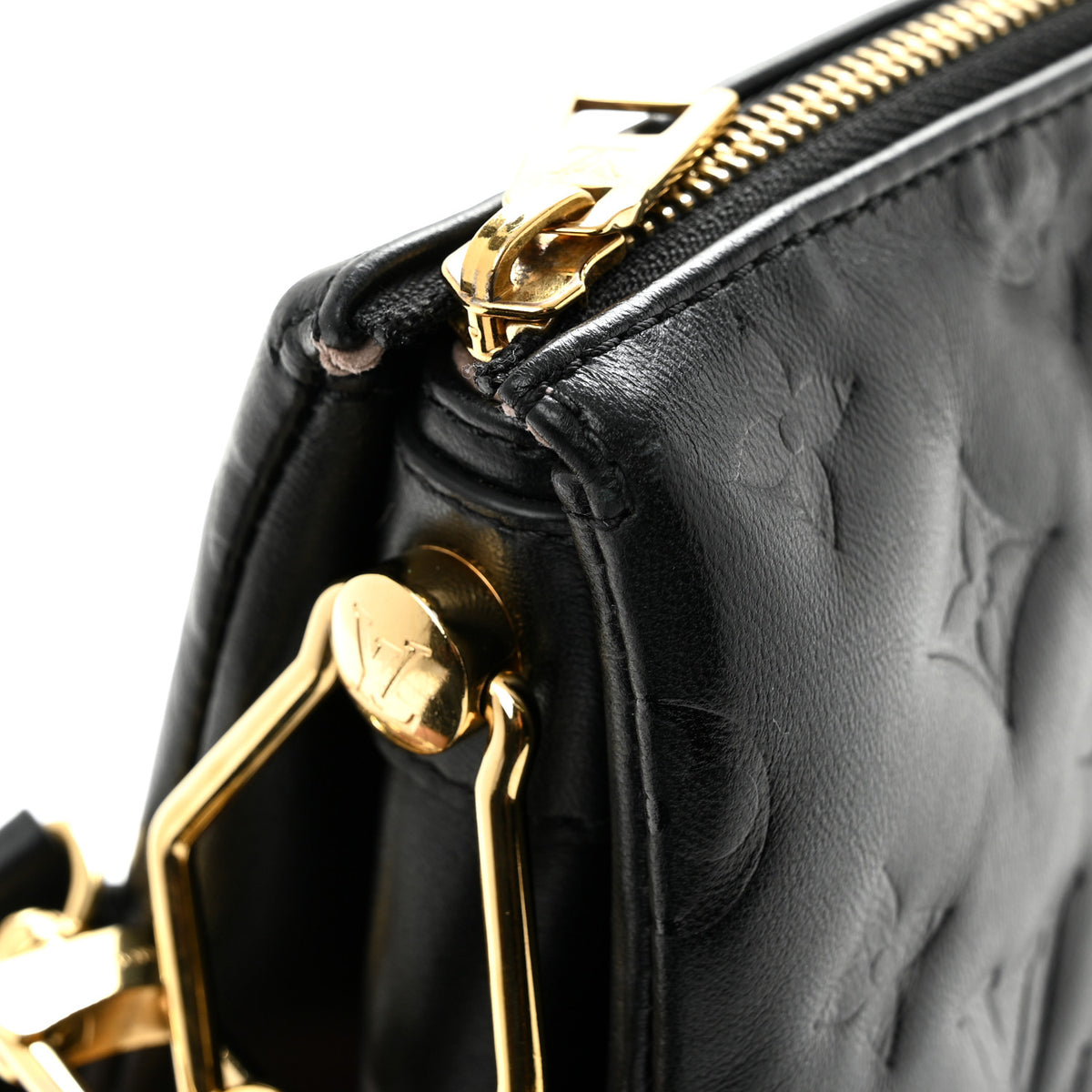 Lambskin Embossed Monogram Coussin PM Black